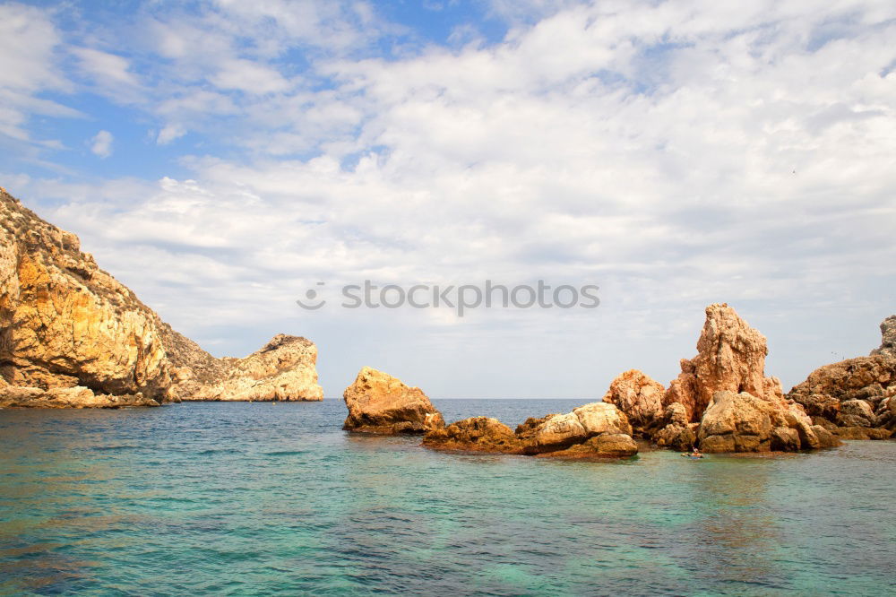 Image, Stock Photo Ocean Landscape With Rocks And Cliffs At Lagos Bay Coast In Algarve, Portugal