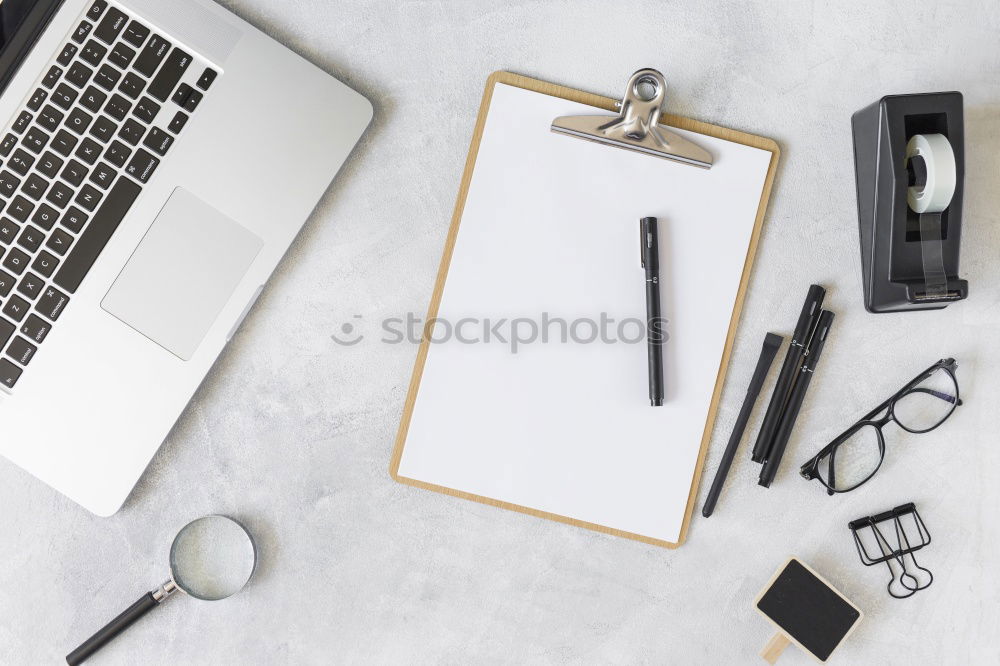 Flat lay photo of office desk