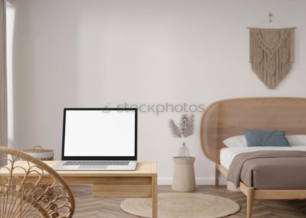 Image, Stock Photo Tablet and notebook on the table in warm cozy cafe