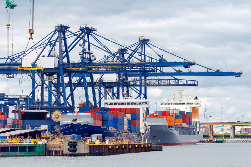 Similar – Ships in the container port of Hamburg