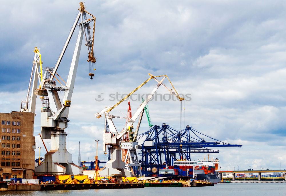 Similar – Panorama container port Hamburg and Köhlbrand bridge