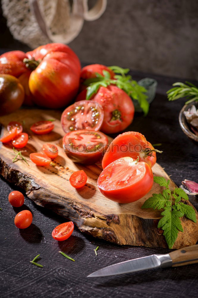 Similar – Whole wheat pasta, basil, tomatoes and garlic