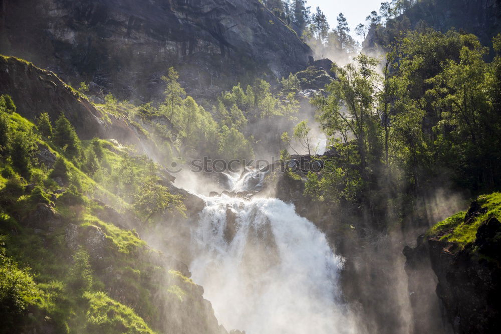 Similar – Image, Stock Photo Thin waterfall in mountain