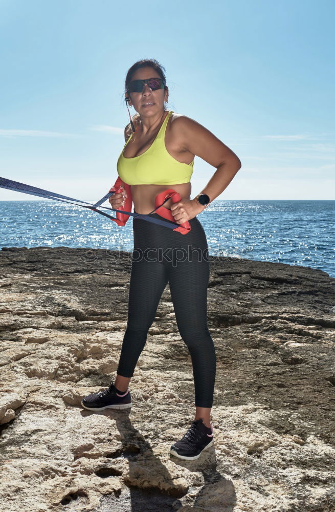 Similar – Image, Stock Photo Young Woman working out outdoors and having fun