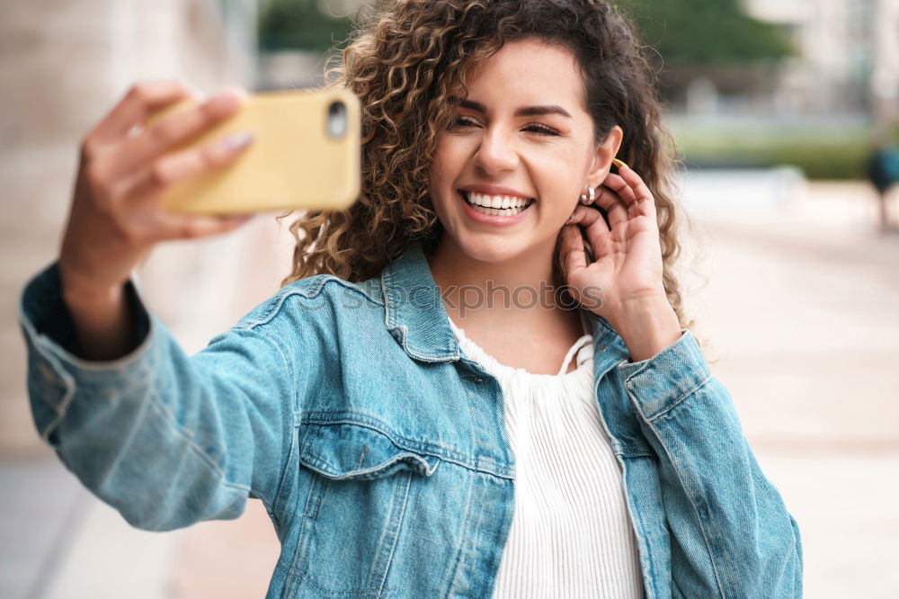 Similar – Image, Stock Photo African woman listening to music with earphones