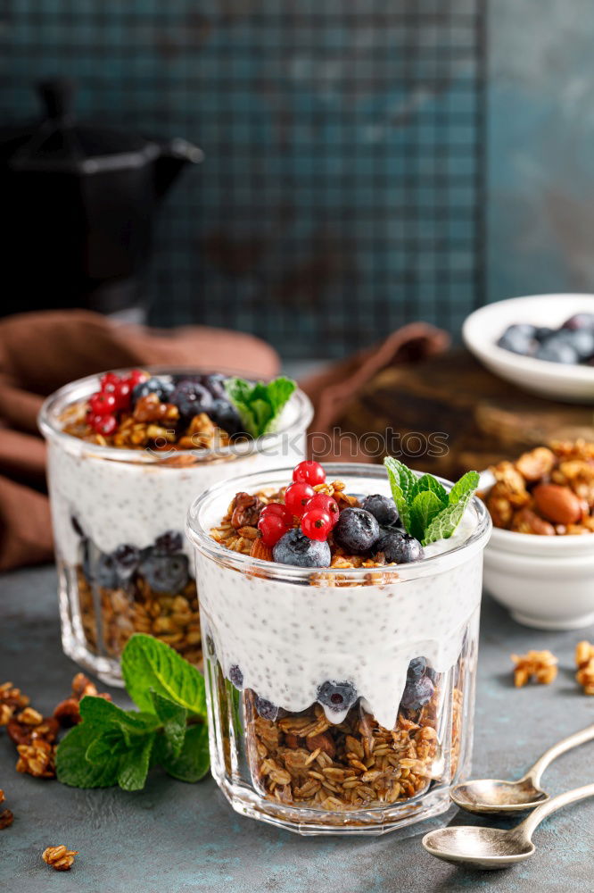 Similar – Chia yogurt with raspberries in a glass cup