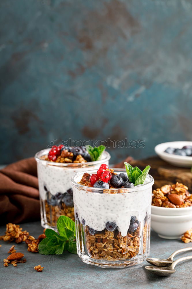 Similar – Chia yogurt with raspberries in a glass cup