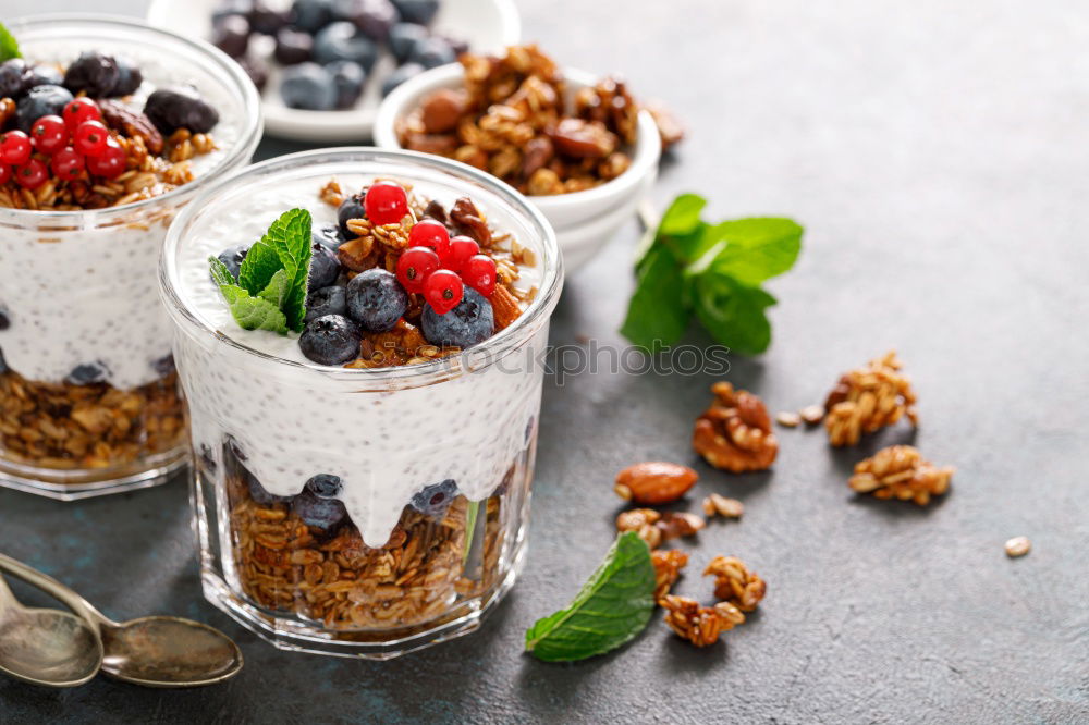 Similar – Chia yogurt with raspberries in a glass cup