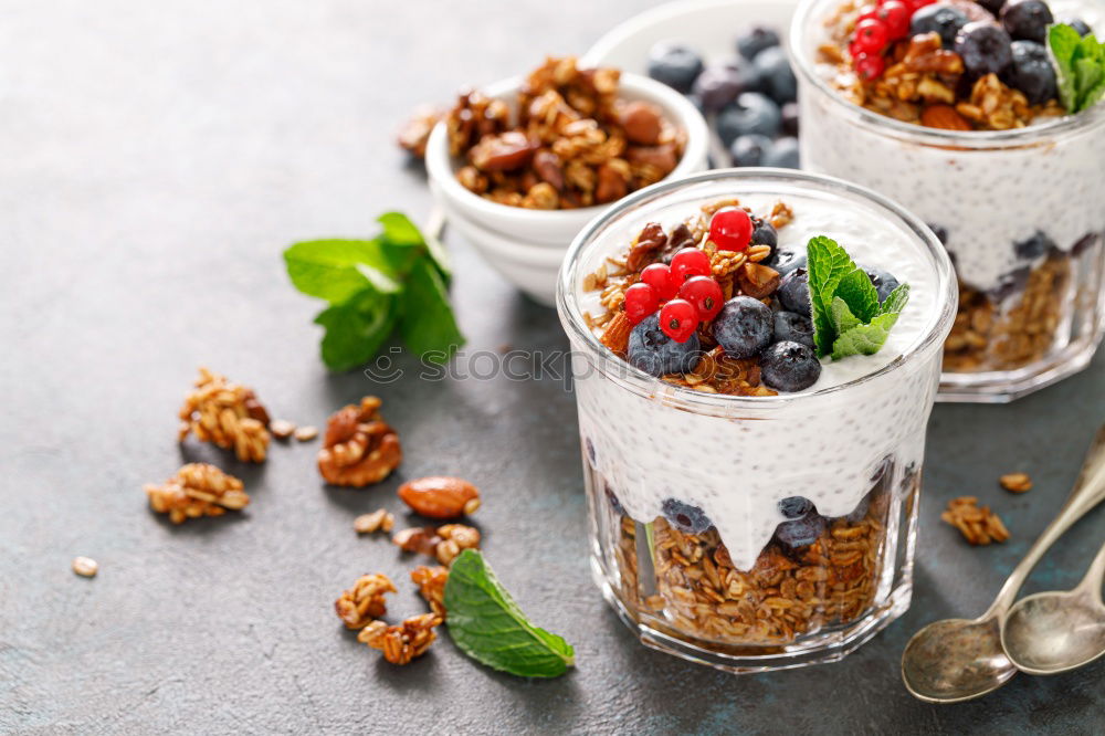 Similar – Chia yogurt with raspberries in a glass cup