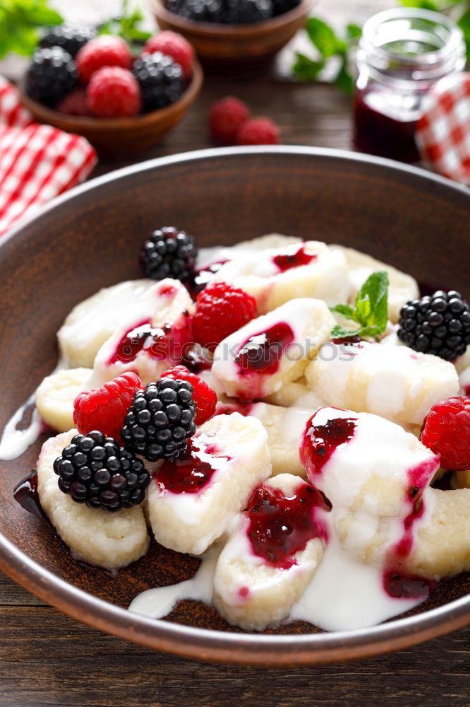 Similar – Image, Stock Photo French toast with berries, syrup and sour cream