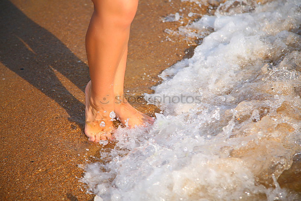 Similar – Crop barefoot woman walking on wet sand