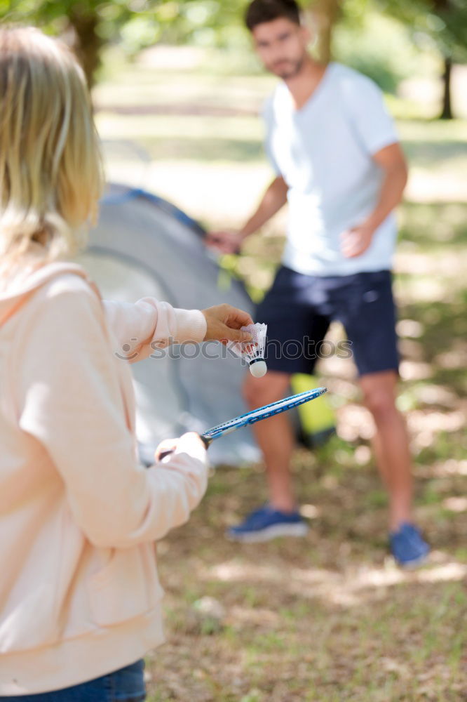 Similar – Image, Stock Photo Children play mini golf in the garden