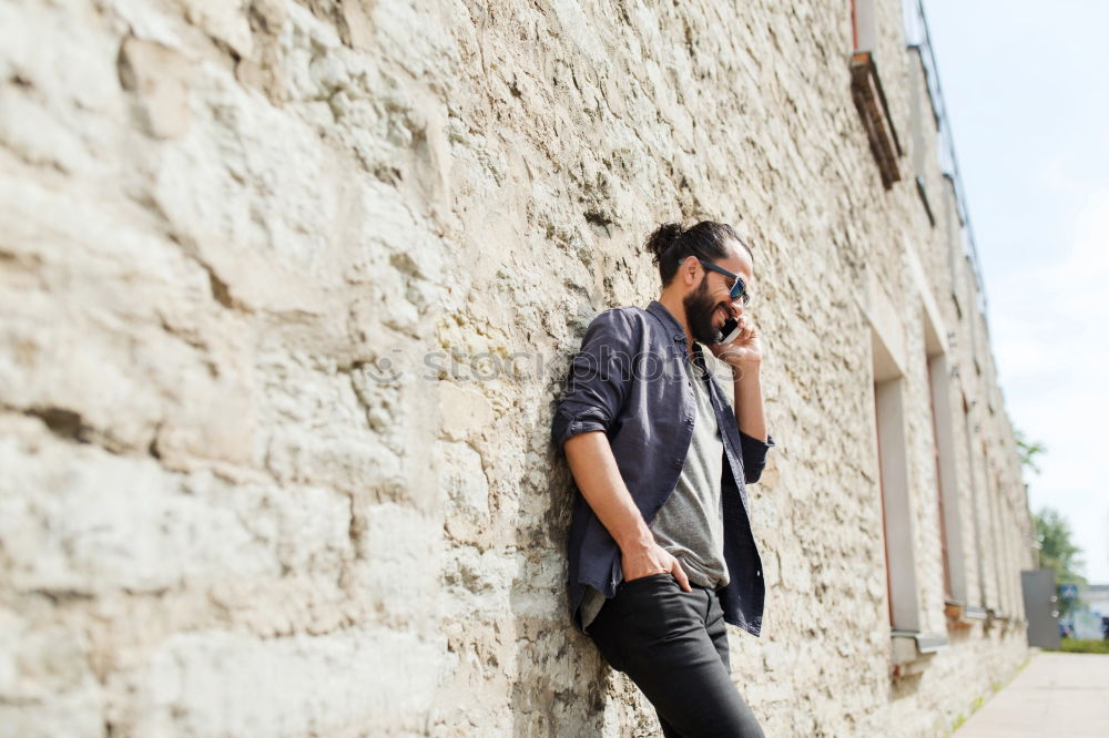 Similar – Image, Stock Photo Young man with mobile phone and fixed gear bicycle.