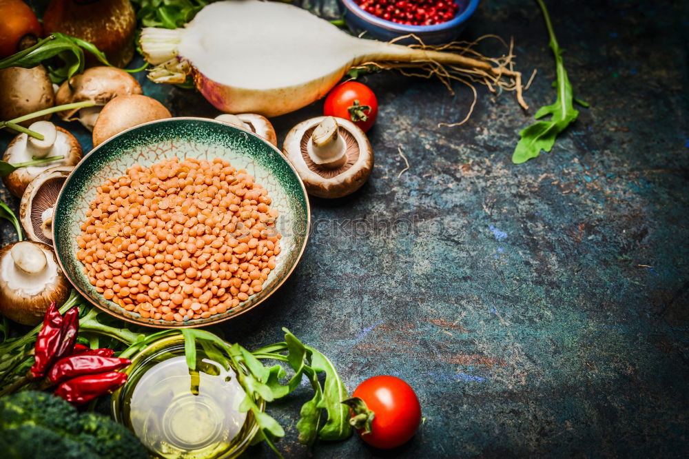 Image, Stock Photo Lentils with fresh vegetables and ingredients for cooking