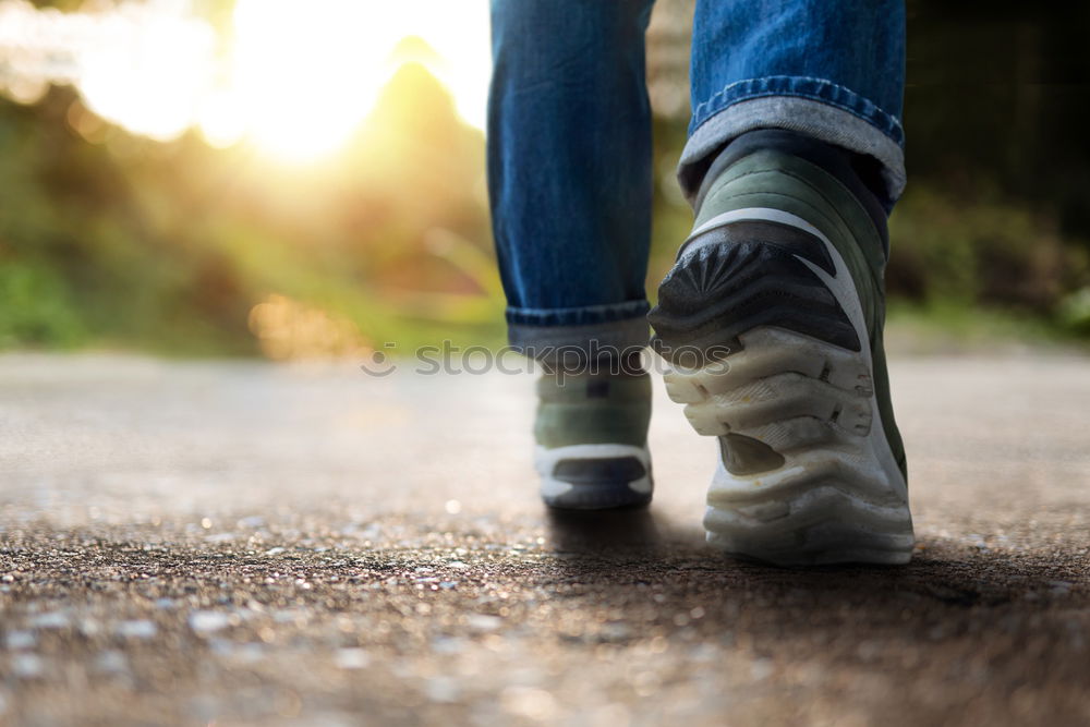 Similar – Image, Stock Photo Young woman jogging down an autumn street