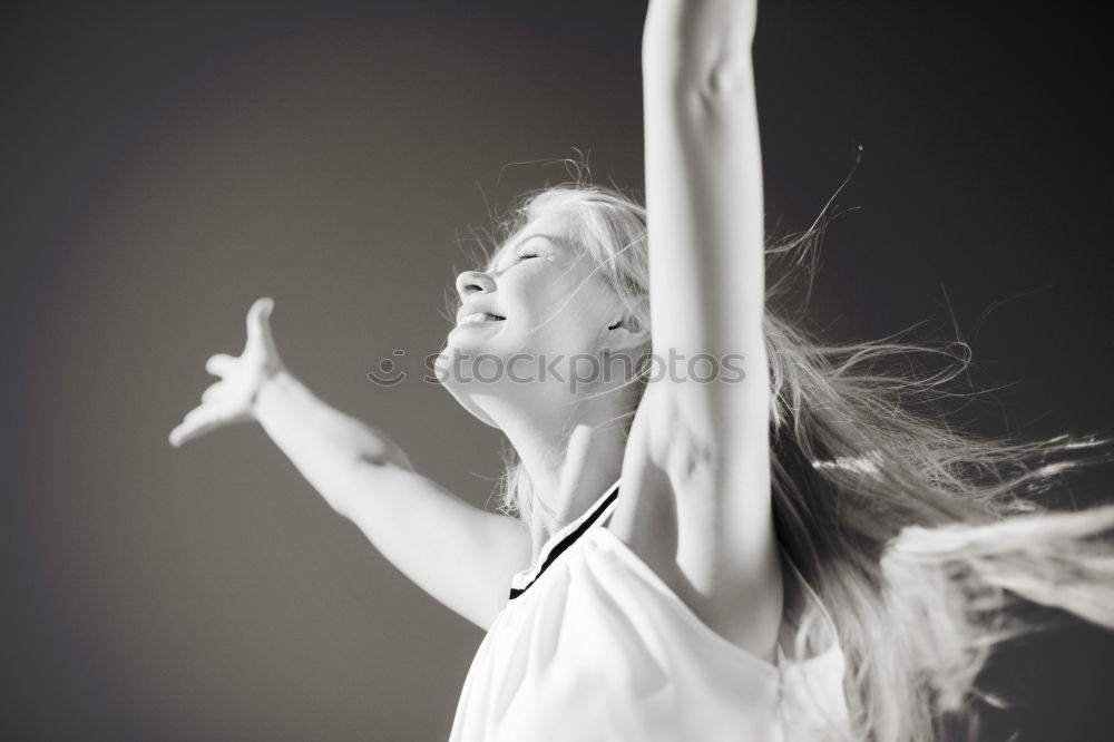 Similar – Young woman stretching at home