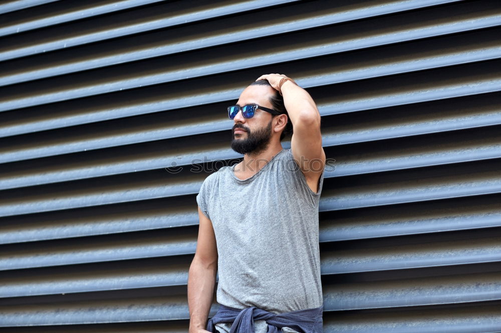 Image, Stock Photo Casual man posing in green wall