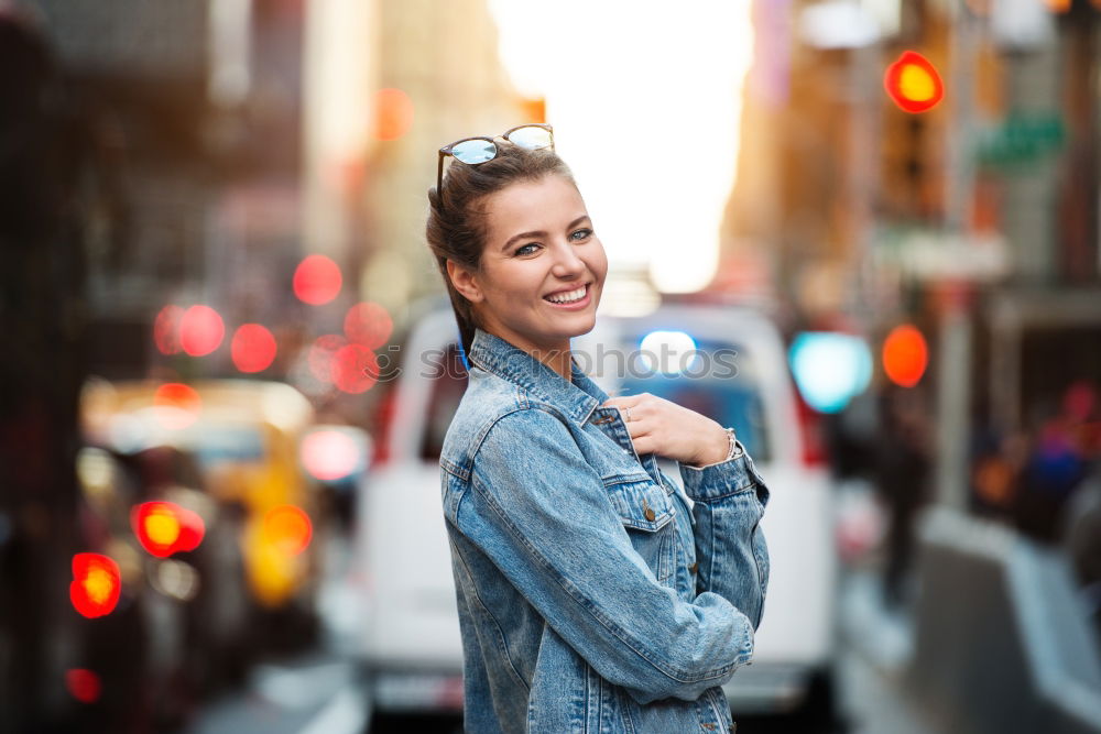 Similar – Image, Stock Photo Pretty woman posing in winter town