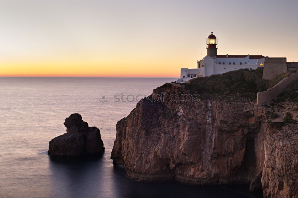 Similar – Wunderschöner Leuchtturm auf den hohen Klippen des Saint Vincent Kaps in der Algarve, Portugal