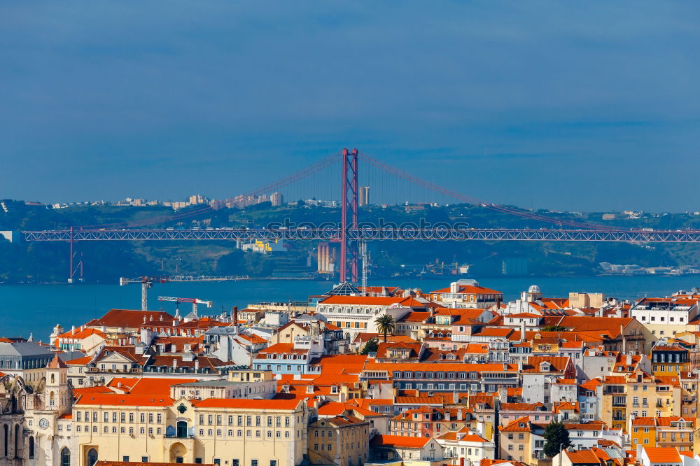 Similar – Aerial View Of Lisbon Skyline And 25th April Bridge In Portugal