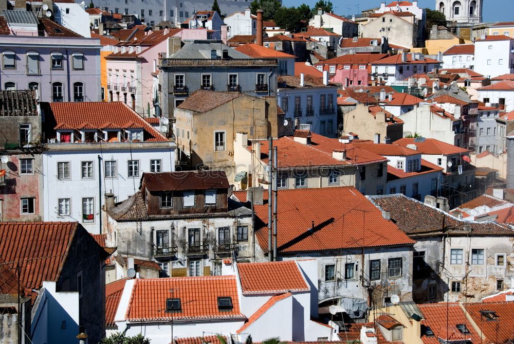 Aerial View Of Lisbon City Rooftops In Portugal