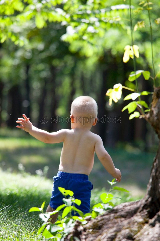 Similar – Foto Bild Junge in Gummistiefel sitzt auf Baumstamm in der Natur