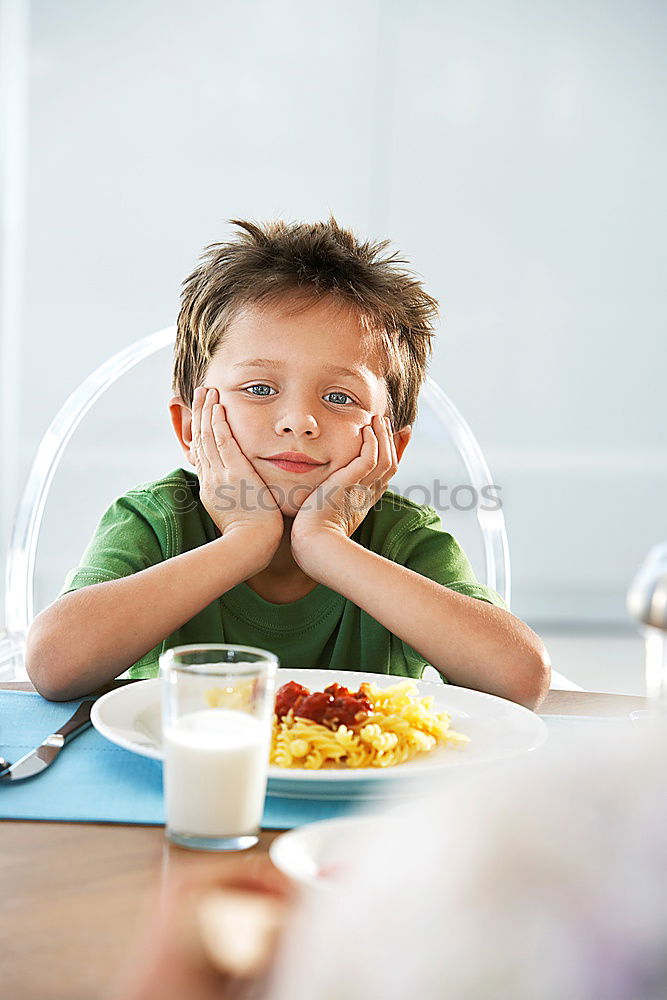 Similar – Image, Stock Photo Sad child with a meal Food