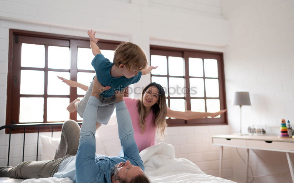 Image, Stock Photo happy family playing at home