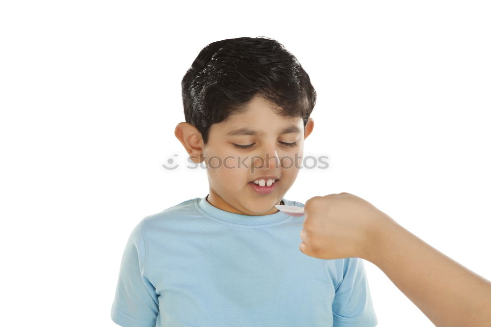 Similar – Image, Stock Photo boy with a plaster on His face