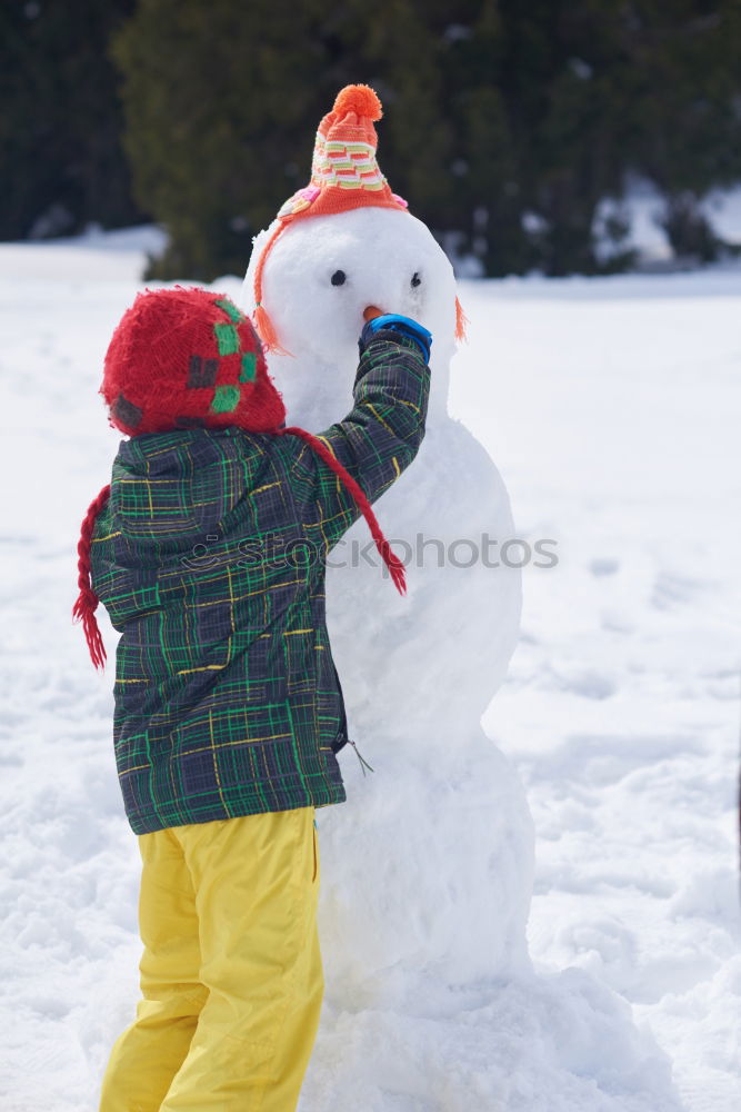 Similar – Image, Stock Photo Snowman and child in the yard