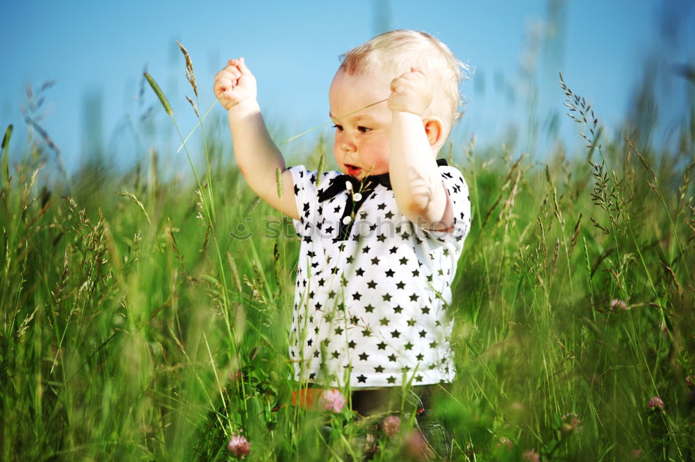 Similar – Image, Stock Photo smiling child sitting in field