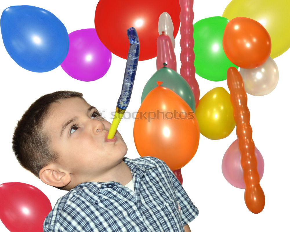 Similar – happy and smiling boy with colorful balloons