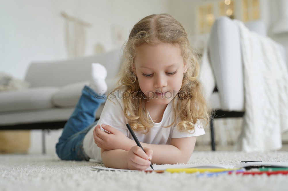 Similar – Image, Stock Photo kid girl playing with dolls at home