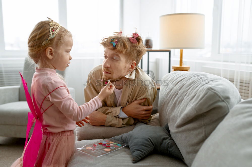 Similar – Image, Stock Photo happy toddler girl playing with mother