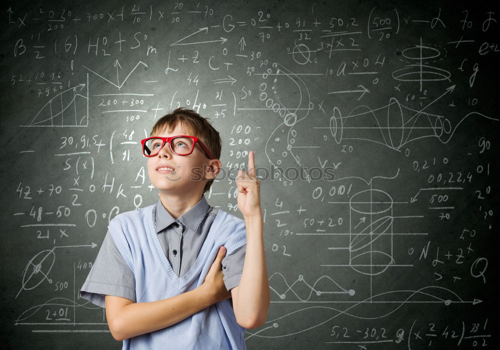 Similar – Happy schoolgirl with hand up