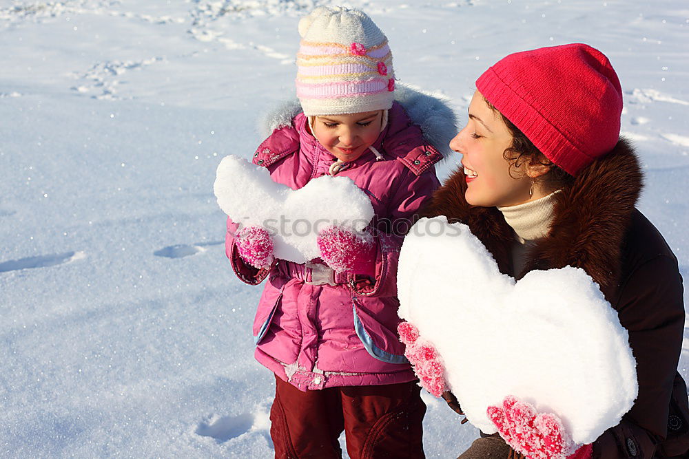 Similar – Image, Stock Photo Friends playing snowballs in woods