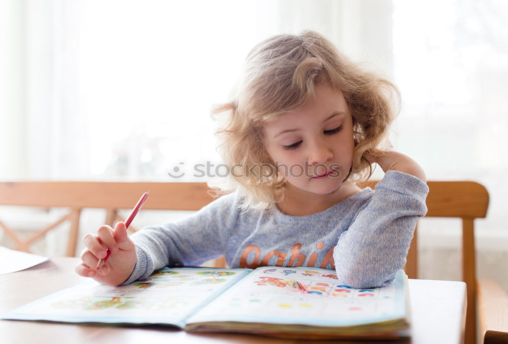 Image, Stock Photo kid girl playing with dolls at home