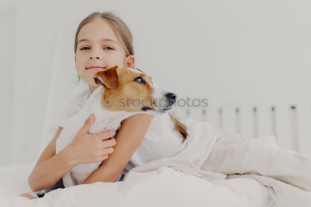 Similar – happy little child girl lying on her bed in the morning