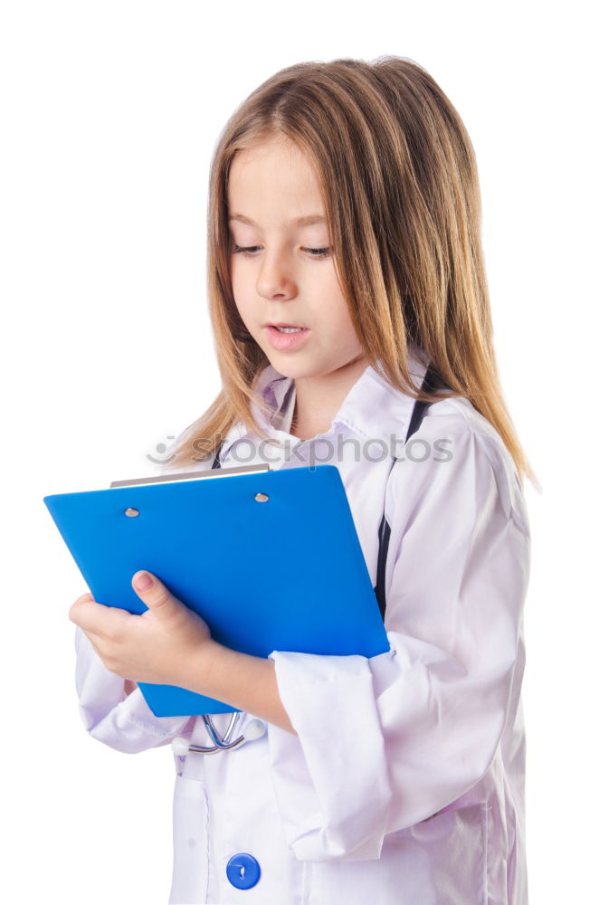 Similar – Cute schoolgirl posing in a classroom