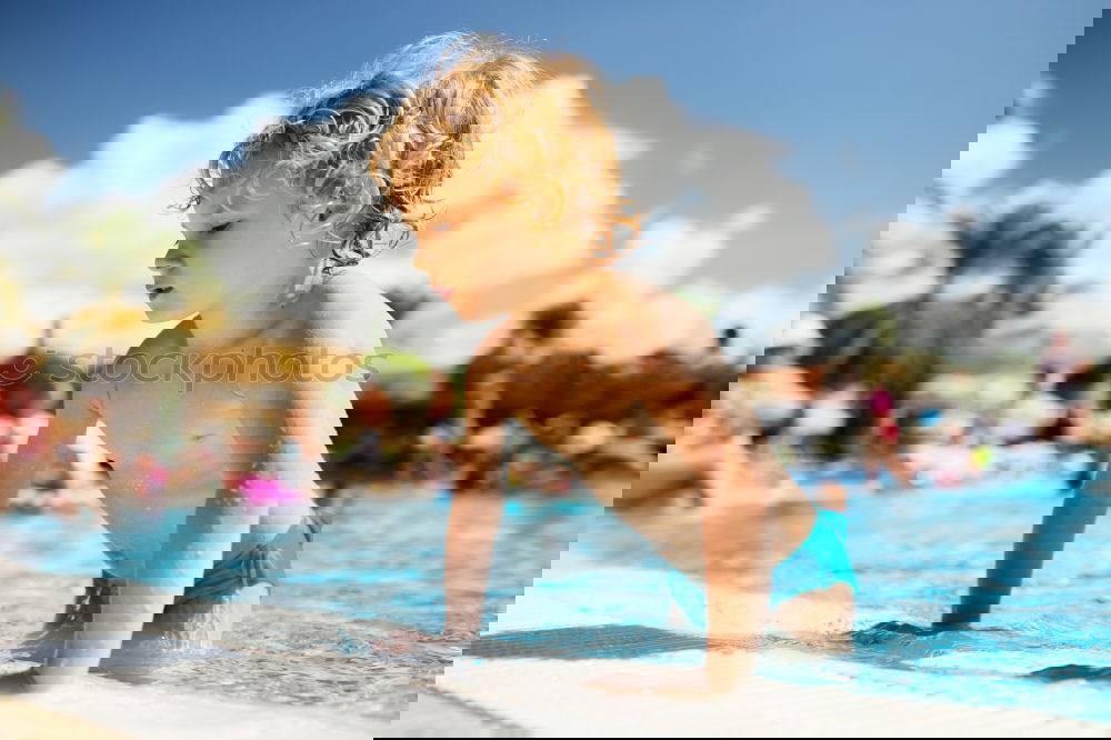 Similar – Image, Stock Photo happy children playing near the swimming pool