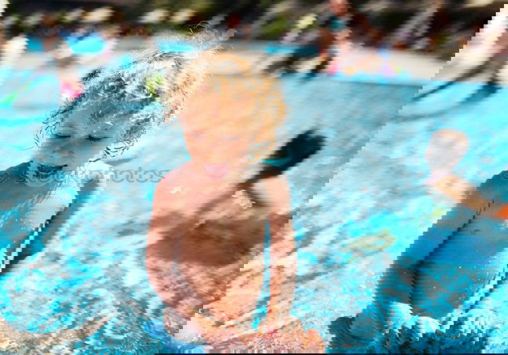 Similar – Image, Stock Photo happy children playing near the swimming pool
