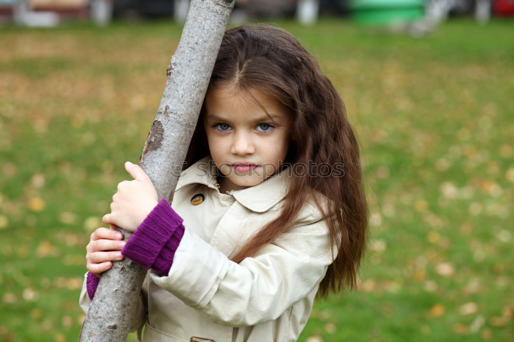 Similar – Image, Stock Photo cute happy kid girl playing on autumn walk