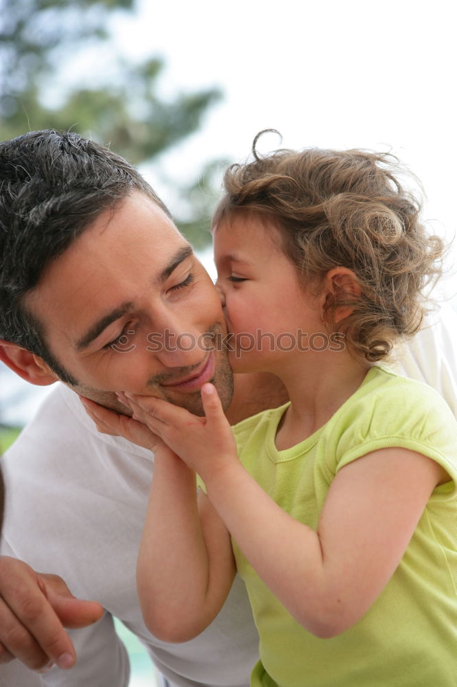 Similar – Image, Stock Photo Beautiful father and daughter portrait