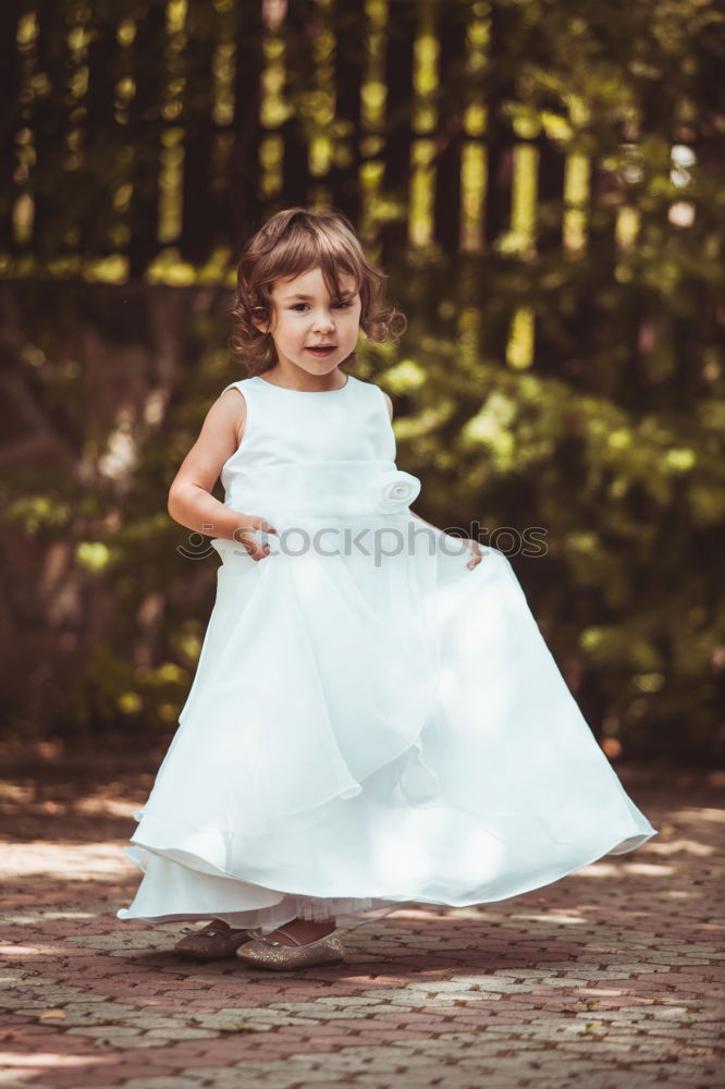 Image, Stock Photo Little girl with flower basket