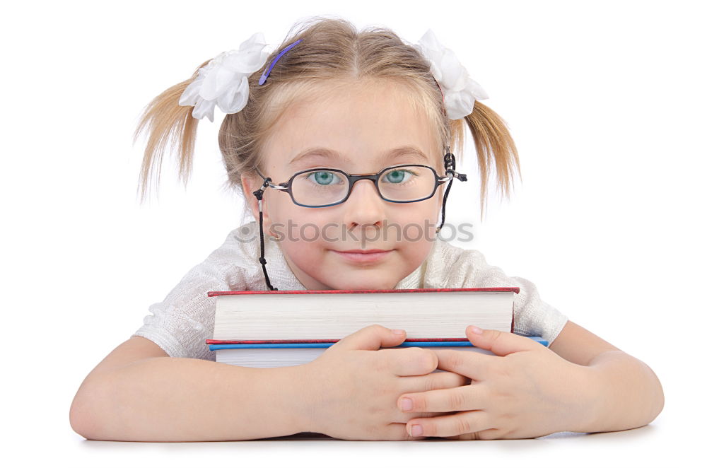 Similar – Cute schoolgirl posing in a classroom