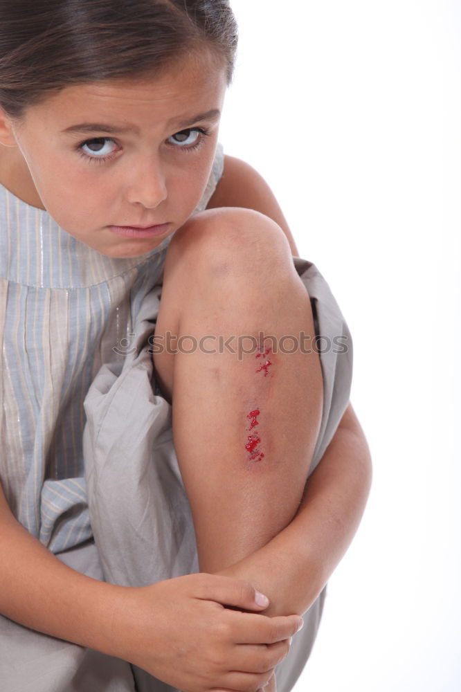 Similar – Image, Stock Photo boy with a plaster on His face