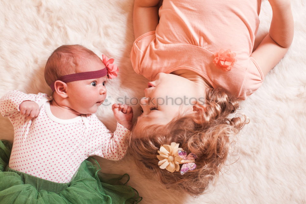 Similar – Image, Stock Photo Little sisters girl preparing baking cookies.