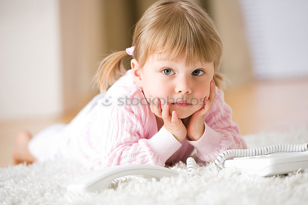 Similar – cute happy toddler girl on bed