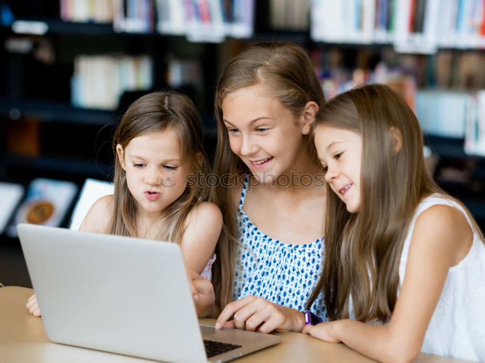 Similar – Image, Stock Photo Mother and her children with digital tablet.