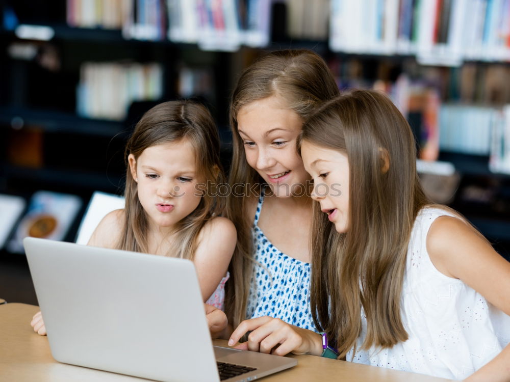 Similar – Image, Stock Photo Mother and her children with digital tablet.